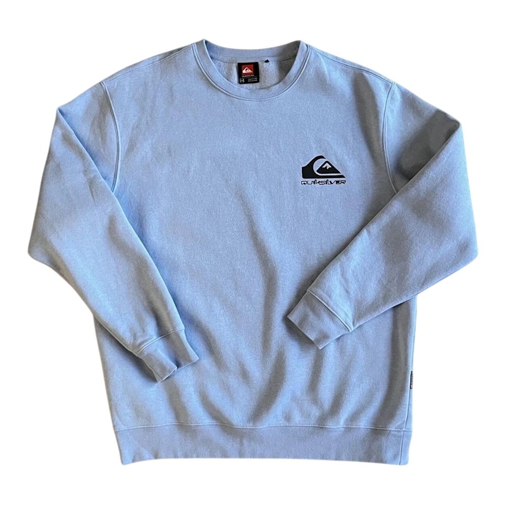 Quiksilver Sweatshirt Mens Medium Blue Crewneck Fleece Pullover Surf Logo